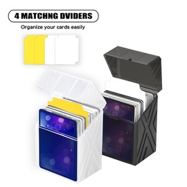 150+ Hard Portable Card Deck Cases, Compatible MTG, TCG and Sport Cards etc. Game Cards, Set Contains 4 Pack Clear Card Storage Boxes and with 4 Dividers.(No Cards)