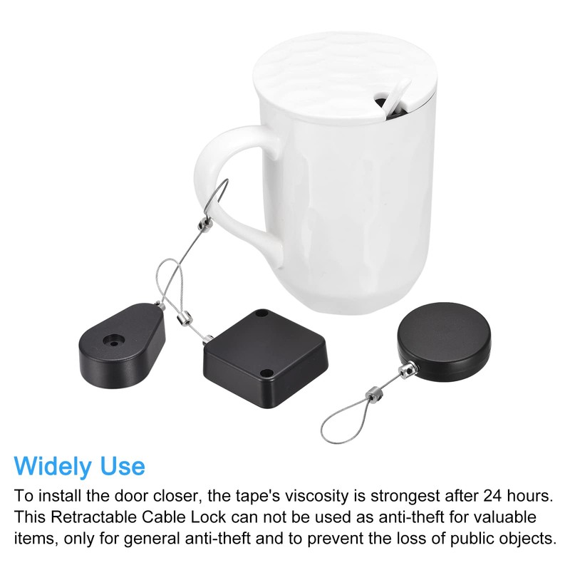MECCANIXITY Retractable Cable Lock with Self-Adhesive, Remote Control Security Lock