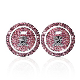 Bling Crystal Car Engine Start Ring Sticker, Sparkling Rhinestone Push Start Button Decorative Cover, Anti-Scratch Key Ignition & Knob Bling Ring Car Interior Accessories for Women (2PCS Pink)