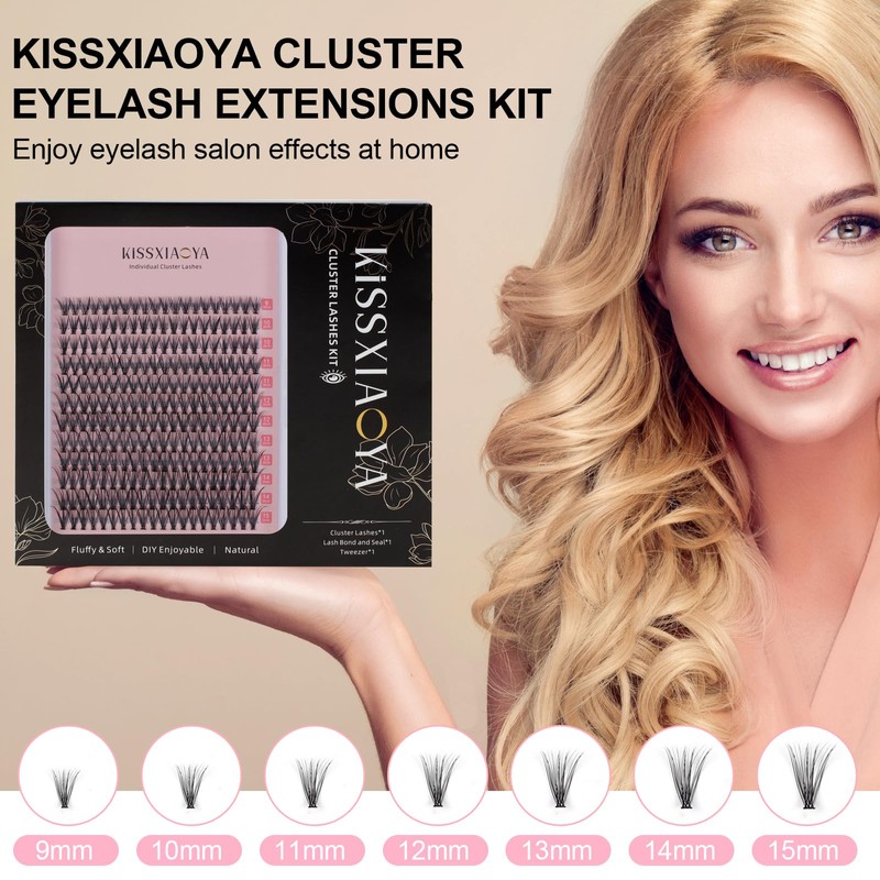 KISSXIAOYA Eyelash Extensions, DIY Custom Cluster Eyelash Tool Set (240