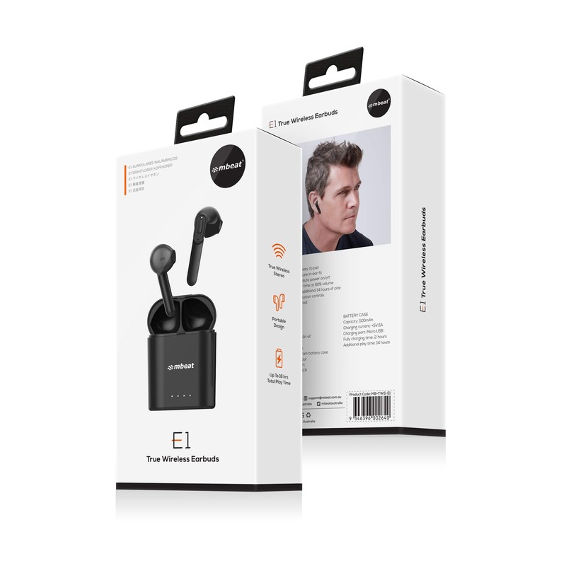mbeat E1 True Wireless Bluetooth Earbuds in-Ear Stereo Bluetooth Headphones