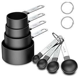 Sendowtek Juegos de 8 Cucharas Medidoras, Tazas y Cucharas Medidoras Acero Inoxidable, Set de Cucharas para Cocina, Chef Craft Measuring Spoons & Cups para Cocinar, Hornear, Dosificar, Medir Líquidos