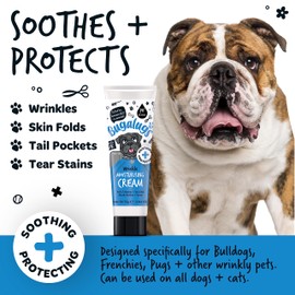 BUGALUGS Wrinkle paste for Bulldogs, French Bulldogs, wrinkly dogs & cats. For itchy wrinkle folds, tear stains & tail pockets, anti-itch & itchy dog skin relief. Great itch remedies for dogs 75g