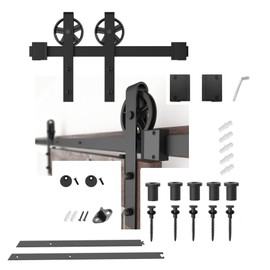 LUBANN 6.6FT Sliding Wood Barn Door Hardware Sliding Track Kit Straight Roller Ultra Quiet (Big Wheel)