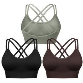 Sykooria Sports Bra Packs for Women Cross Back Padded Sport Bra Work Out Tank Top Swen in Pads