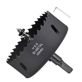 METALLIXITY Bi-Metal Hole Saw Kit 89mm (3-1/2"), M42 High Speed Steel Hole Cutter with Center Drill Bit, Hex Key and Spring - for Metal Sheet, Wood, Plastic Plate and PVC Board, Black