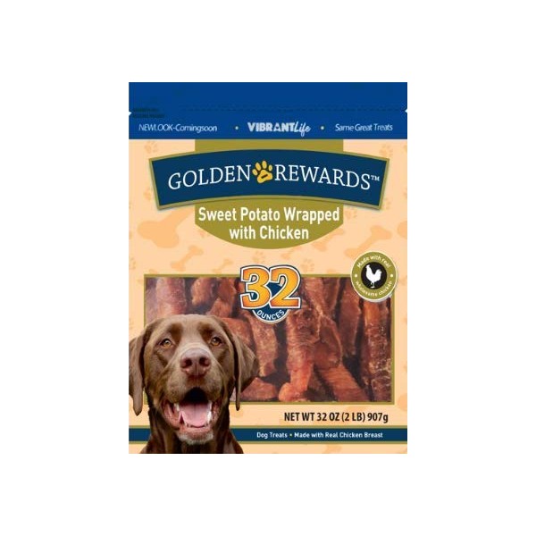 PACK OF 3 - Golden Rewards Sweet Potato Wrapped with Chicken Dried Dog Treats, 32 Oz