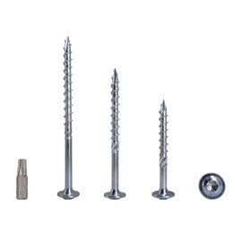 Marcopol (Pack of 100 pcs) Zinc Plated Steel 6.0 x 40 mm Wood Screws, Torx Head, Type 17, Wafer Head, Timber Screws, Partially Threaded (100, 6.0 x 40 mm), Silver