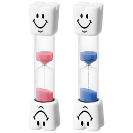 SuLiao Toothbrush Sand Timer for Kids, 2 Minute Smiley Acrylic Hourglass Sand Watch Clock Set, Plastic Unbreakable Hour Glass Mini Sandglass for Classroom Games Kitchen (Pack of 2)