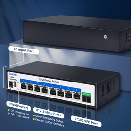 Goalake 8 Ports Ethernet Switch, 8X2.5G RJ45 Ports and 1X10G SFP Port, 60Gbps Switching Capacity, Ideal for 2.5GB NAS, 4K Video, Gaming PC, 2.5GB Server, 2.5GB WiFi AP,2.5GB PCIe Adapter 2.5GB Gigabit