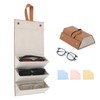 JRJRN Foldable Glasses Tray, 3 Slots, PU Leather, Foldable Sunglasses