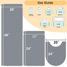 Ultra Thin Non-Slip Bath Rug Fit Under Door 3 Piece, Ultra Absorbent Bath Mat, Quick Dry & Machine Washable Bathroom Rugs,Rubber Backing Carpet Mats for Bathroom, Bathtub & Kitchen, Grey