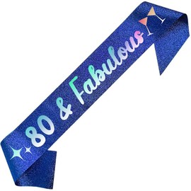 80 Fabulous Birthday Sash 80th Birthday Gifts Glitter Satin Sash for Women's 80th Birthday Party Decoration Favor Supply