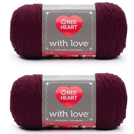 Red Heart with Love Merlot Yarn - 2 Pack of 198g/7oz - Acrylic - 4 Medium (Worsted) - 370 Yards - Knitting/Crochet
