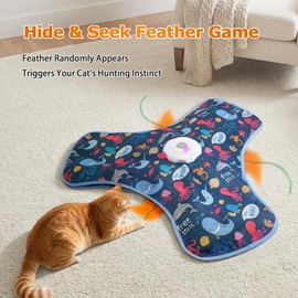 tikibest Interactive Cat Toy, Cat Toys Interactive with Touch Activation, Interactive Cat Toys for Indoor Cats with Moving Feather & Mouse Sounds, Cat Toys for Bored Indoor Adult Cats