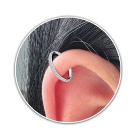 Silber Helix Piercing, Nasenring 10mm – Hypoallergene Huggie-Knorpel-Ohrringe mit Zirkonia-Steinen, Handgefertigter Damenschmuck als Geschenkidee