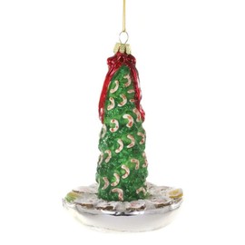 Cody Foster & Co. 5" Green Retro Shrimp Cocktail Christmas Ornament – Glass Holiday Tree Decor with Red Sauce and Shrimp Detail