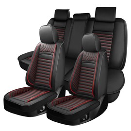 FQFZYMX Seat Covers for Subaru Outback 2010-2023 2024 2025: Car Seat Covers Full Set 5 Seats Waterproof Faux Leather Car Seat Cushion (Black+Red)