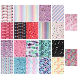 LALAFINA Glitter Leather Fabric A5 Size Mermaid Pattern DIY Material for Bag Shoe Jewelry Random Style