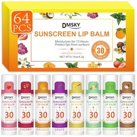Dmsky Dmsky Spf Bálsamo Labial Bulk 64 Pack, Protector Solar Bálsamo Labial Spf 30, Protección Uva/Uvb De Amplio Espectro, Protector Solar Labial A Granel Tamaño De Viaje