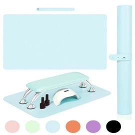 SHIMIDO Nail Art Table Mat, (MAT ONLY) Premium Soft Microfiber Leather Nail Arm Rest Mat, Nail Art Hand Rest Mat for Nail Arm Rest Cushion, Nail Tech Must Haves Table Mat (Blue)