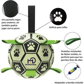 MOMOVIDA Juguetes para Perros de Fútbol, Pelota de Juego fosforescente para Perros, Pelota de Práctica Perro Duradera para Perros,Fosforescente Pelota de Juguete Interactivo ConTirar de Perros(15cm)