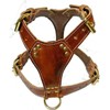 Beautiful Tan Leather Dog Harness Large with Staffordshire Bullterrier Head