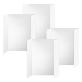 POUYRBA 4pcs Trifold Poster Board, 26x17 Inches White Trifold Presentation Display Board Corrugated Project Board for School and Business Project