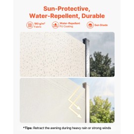 71\" X 236\" Outdoor Patio Side Awning 180 G/m2 Waterproof Polyester Fabric Retractable Sunshade Screen Sun ShelterDefault: Default