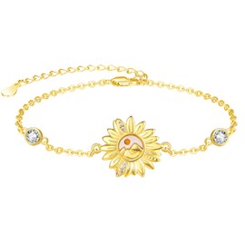Palpitate Bracelets for Women Sunflower Bracelet Mustard Seed 925 Sterling Silver Adjustable Birthday Sunflower Jewelry Gifts for Women Friends