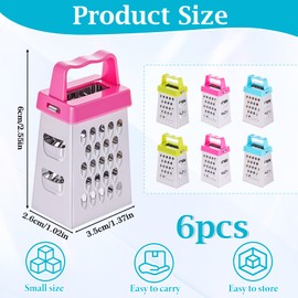 6PCS Box Hand Held Cheese Grater, Mini Cheese Graters, Stainless Steel Four-Sided Small Cheeses Grater, Professional Box Graters for Kitchen Garlic, Ginger, Vegetables, Potatoes