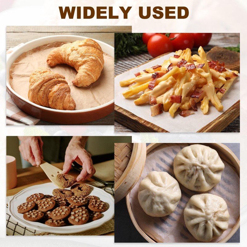 sourcing map 100 Pcs Unbleached Parchment Paper Baking Sheets Rounds,