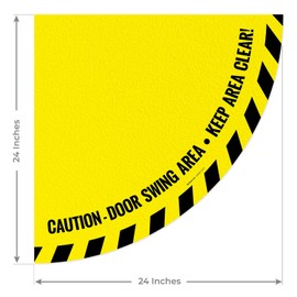 Caution Door Swing Area Keep Area Clear, 24x48 Inches, Floor Decal Anti-Slip Adhesive Floor Sign Made in USA
