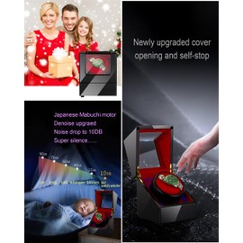 Automatic Single Watch Winder with Quiet Motor，AC Adapter or Battery Powered,Comes with Two Watch Pillows, Suitable for Men's and Women's Watches.with White Led Light(Best Gift)