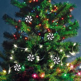 Garneck 10pcs Christmas Candy Ornament Hanging Candy Swirl Pop Plastic Candy Cane Pendant Mini White Black Peppermint Xmas Tree Lollipop for Christmas Tree Decorations