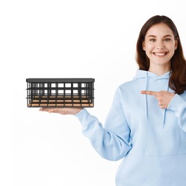 Homiviv Small Metal Wire Storage Basket, 3 Pieces Wire Bathroom Storage Organizer Toilet Paper Basket with Base Wall Mounted Metal Basket for Kitchen, Bathroom, Pantry, Garage, Laundry Room