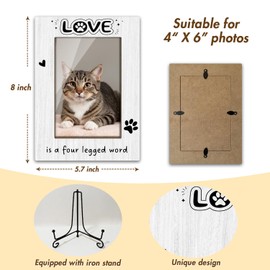 Dog Picture Frame Paw Print Pet Photo Picture Frame, Pet Memorial Picture Frame For Dogs Cat, Photo Gifts For Birthday Holiday Vacation, Insert 4 x 6 Picture -Love Is a Four Legged Word (Vertical)-46