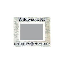 R and R Imports Wildwood New Jersey Souvenir Wooden Photo Frame Compass Coordinates Design Matted to 4 x 6