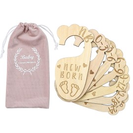 Premium Wood Baby Wardrobe Dividers,Set of 7,from Newborn to 24 Month,Baby Closet Organizers,Nursery Decor,Baby Clothes Organizers (Style 3)