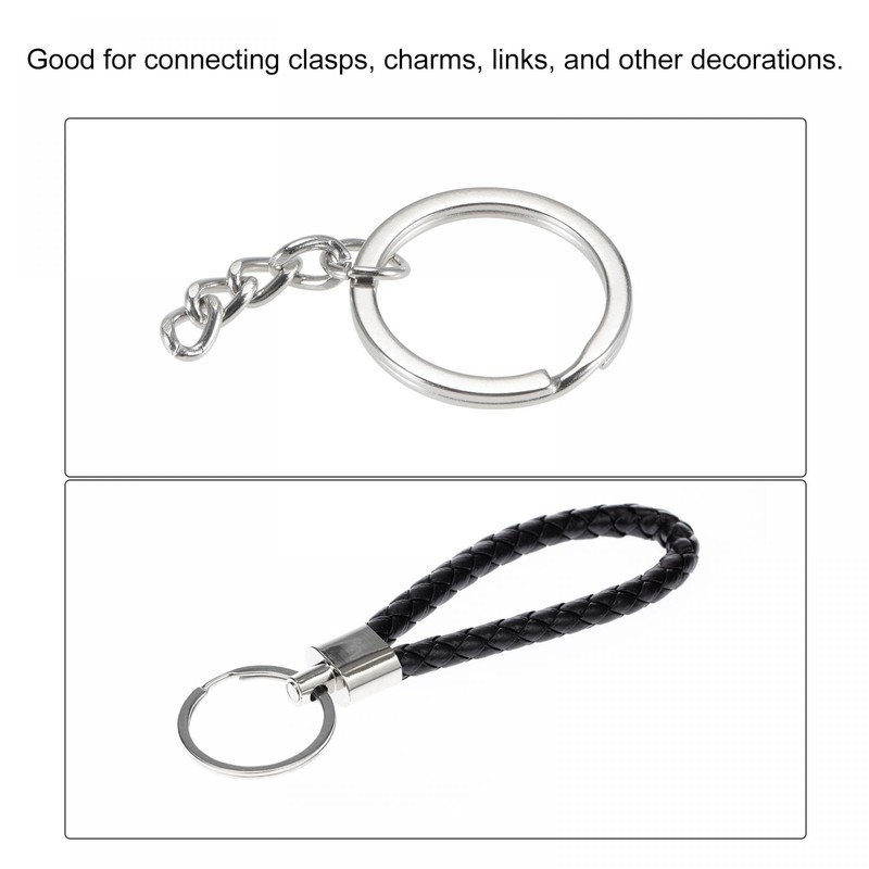 sourcing map Split Keychain Rings, 1.2x15mm Round Flat Key Holder