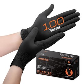 Guantes Desechables de Vinilo, Negros, Resistentes, Hipoalergénicos, Flexibles y Sensibles al Tacto, Diferentes Tamaños Paquete de 100, 1000 o 2000 piezas (100, Mediano)