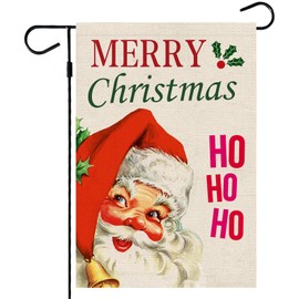 Santa Clause Garden Flag, Christmas Flags 12x18 Double Sided for Outside, Winter Small Yard Burlap Flag Mini Vertical Rustic Porch Lawn Decorations Outdoor