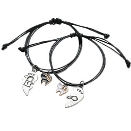 Matching Bracelets for Women Men String Bracelet with Love Heart Charm for Girls Boys Couples Friendship Bracelet