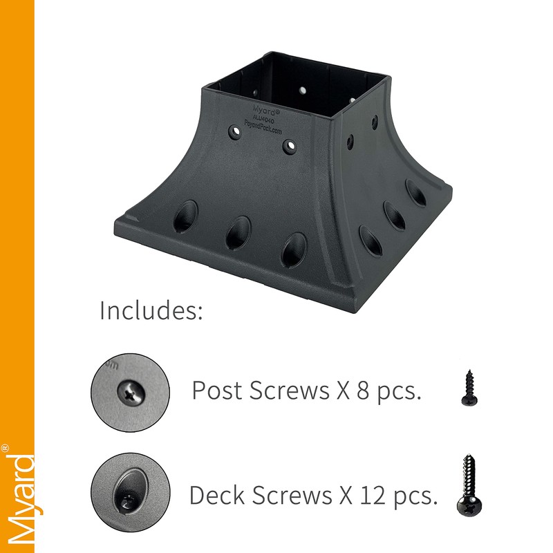 Myard 4x4 (Actual 3.5x3.5) Inches Aluminum Deck Post Base Furniture