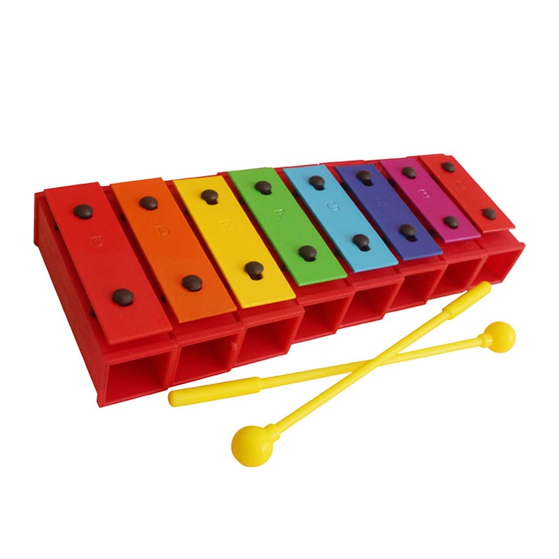 8 Notes Xylophone Colorful Educational Glockenspiel Xylophone Instrument with 2