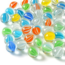 LovesTown 60PCS Glass Marbles Bulk, for Kids Marble Games DIY Home Decoration, Cats Eyes Styles