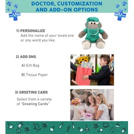 DolliBu Sitting Grey Alligator Doctor Plush Toy - Super Soft Alligator Doctor Stuffed Animal Dress Up with Cute Scrub Uniform and Cap Outfit - Doctor Toy Plush - 9 Inches
