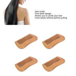Hair Comb, 4 Pieces Ergonomic Mahogany Wood Hair Comb, Reduce Hair Breakage, Fine Teeth for Effortless Combing, Massage Acupressure Points and Reduce Tension