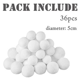 36pcs Fake Snowball,5cm Christmas Decorations White Elf Snowballs Indoor Snowball for Kids Soft Plush Snowball Fight Indoor for Xmas Trees, Home Decoration Kids Snow Fight Winter Throwing Game
