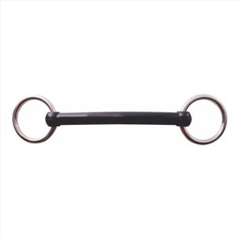 AK Loose Ring Flexible Rubber Mullen Mouth Loose Ring Snaffle Horse Bit AKRS-102644 (Silver, 5.50'')